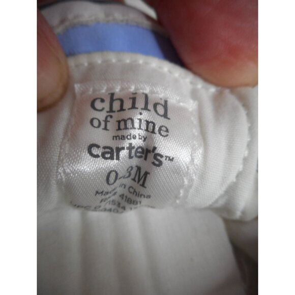 Carter's Child of Mine Size 0-3m Blue white Baby Shoes elastic close - Picture 5 of 5